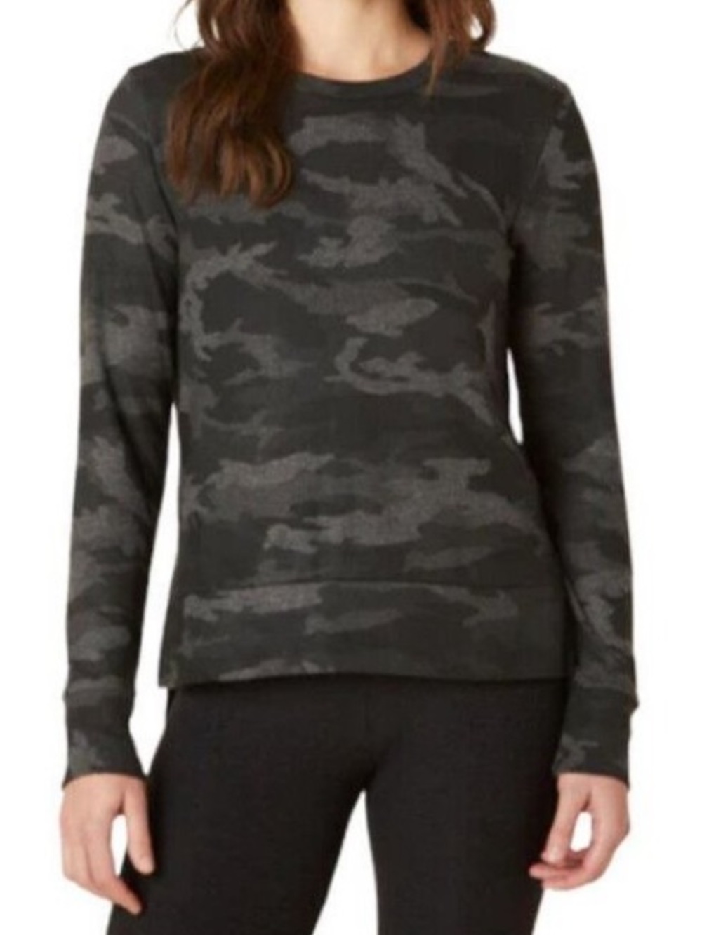 Beyond Yoga Camo Crewneck Sweatshirt Gray Size‎ Small Ultra Soft Lounge Cozy Top - Picture 13 of 13
